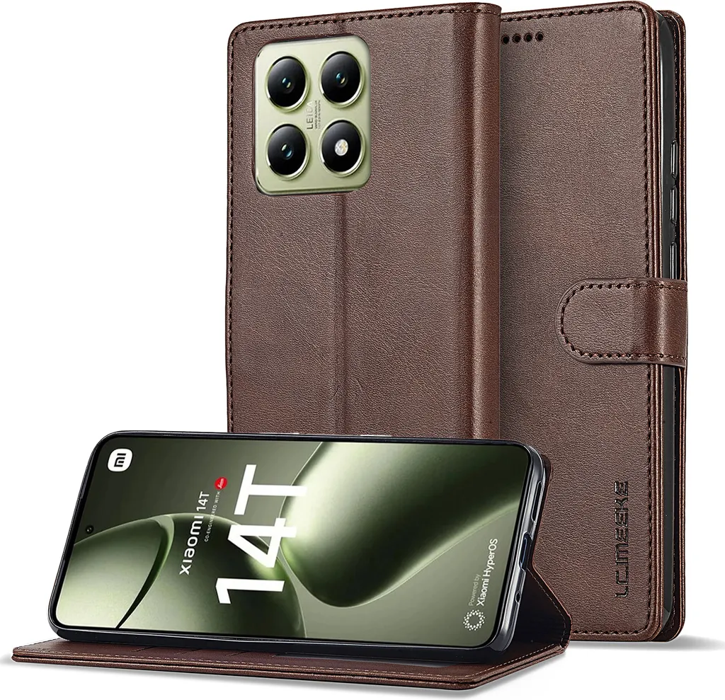 Cover a Portafoglio Xiaomi 14T Pro Pelle Marrone Professional