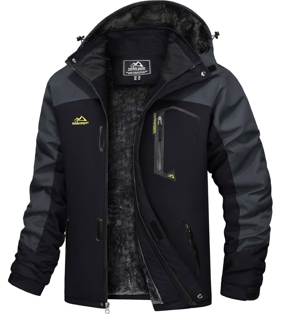 Winterjacke Herren Wasserdicht Winddicht Warm Dunkelgrau Produktbild 