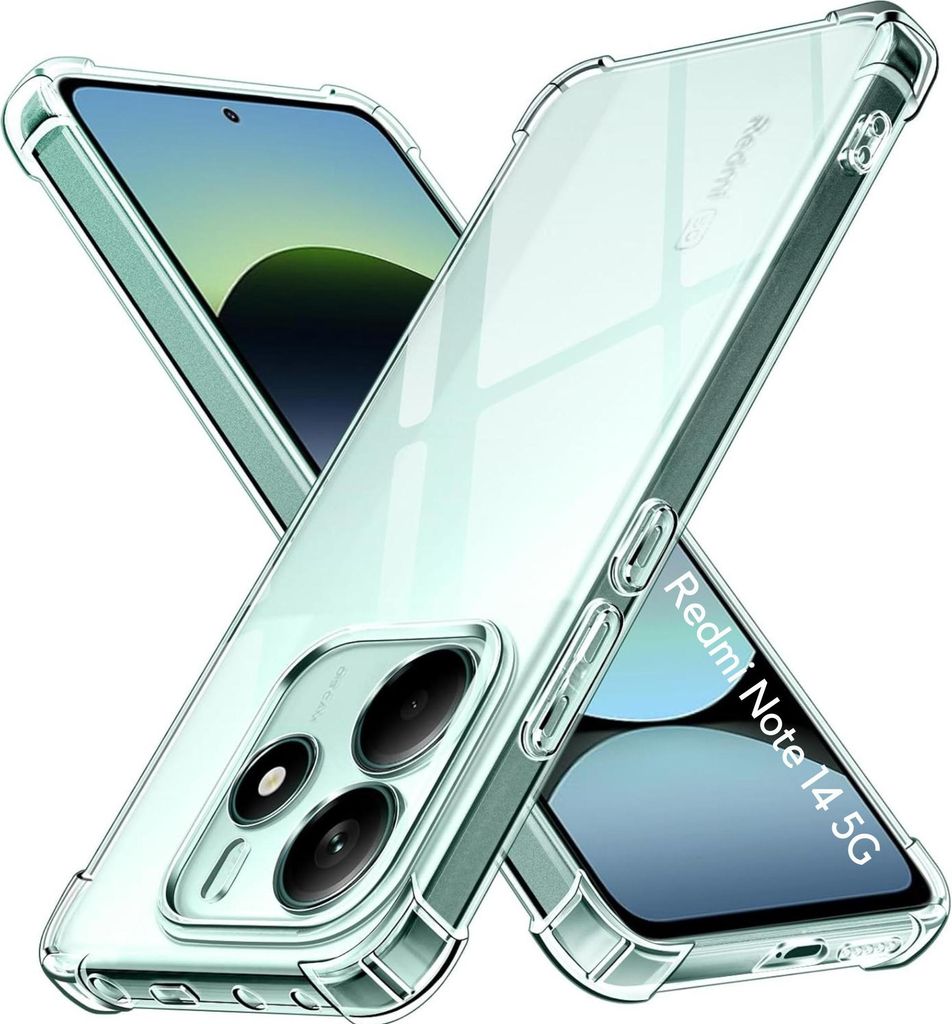 Two transparent phone cases are shown crossed over each other on a white background.