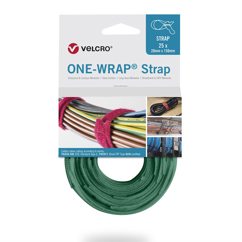 VELCRO One Wrap Strap 20mm x 200mm, 25 Stück, grün