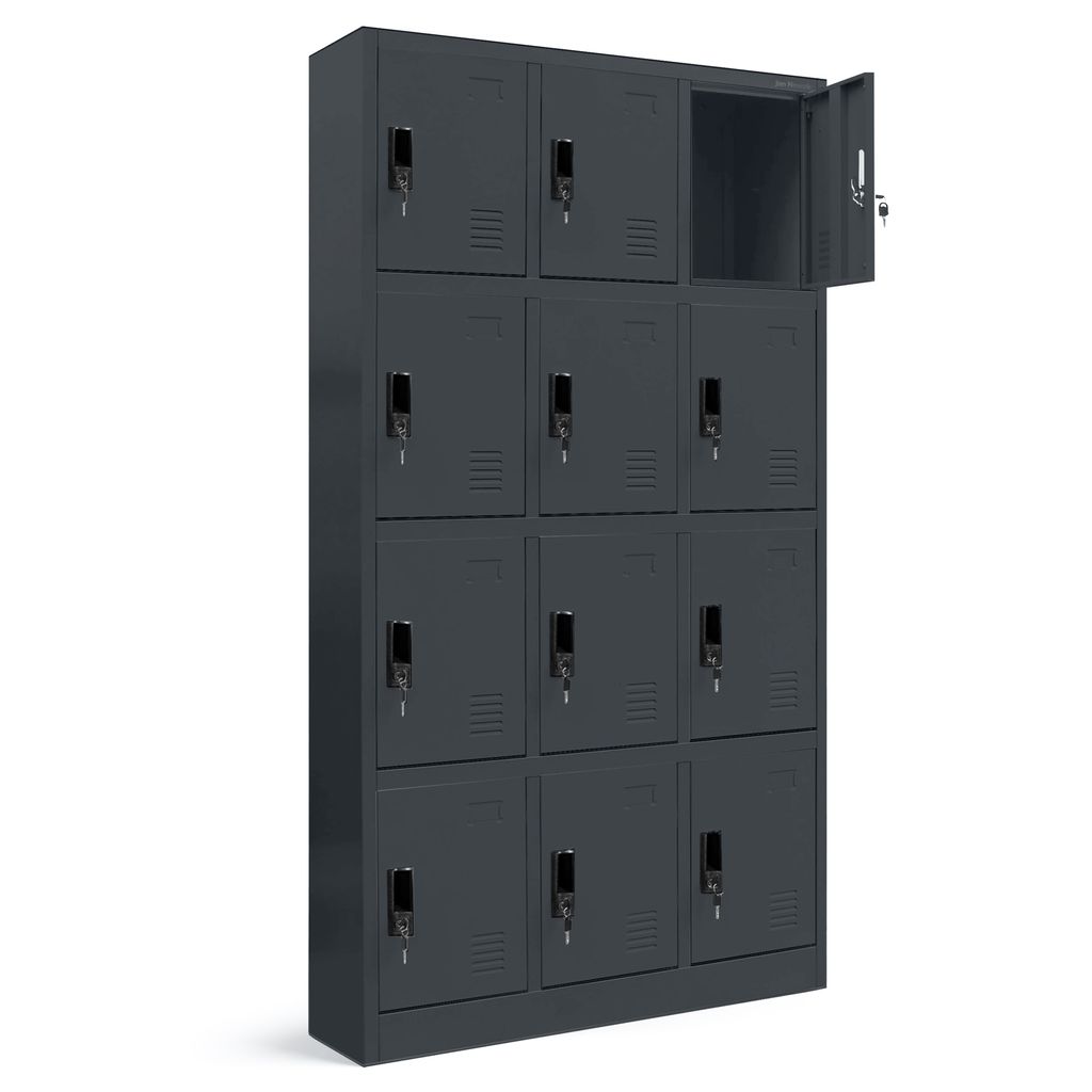 Wertfachschrank 3B4A Schließfachschrank Fächerschrank Metallspind Umkleideschrank Stahlblech 185 cm x 90 cm x 40 cm Farbe: Anthrazit