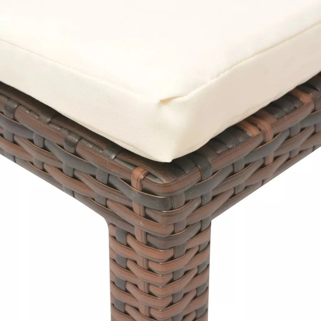 Chaise Longue Résine Tressée Brune Résistante avec Support vidaXL 195cm - 7