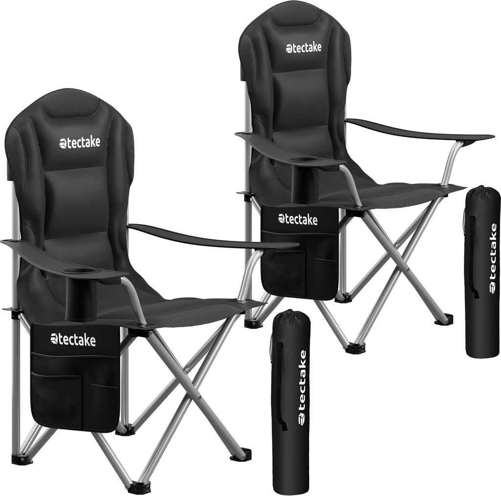 tectake Gepolsterter Campingstuhl MTX 88,5 x 55 x 103 cm, Belastbarkeit 120 kg