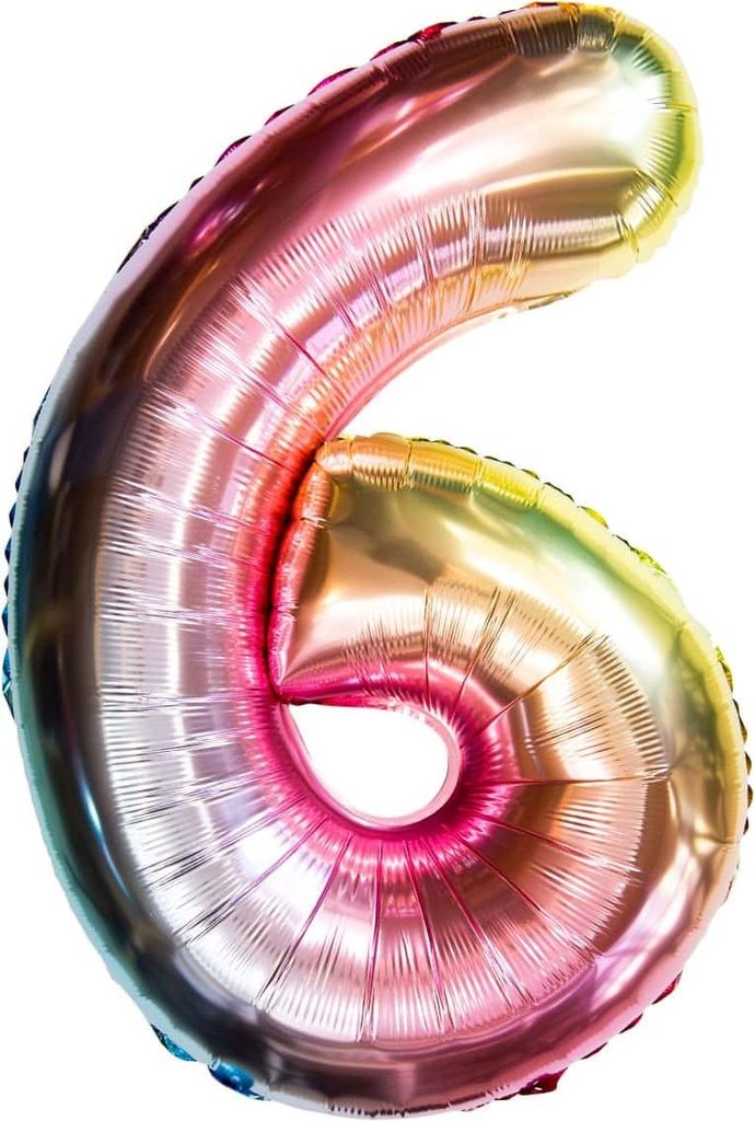 Oblique Unique 1x Folien Luftballon mit Zahl 6 Kinder Produktbild 