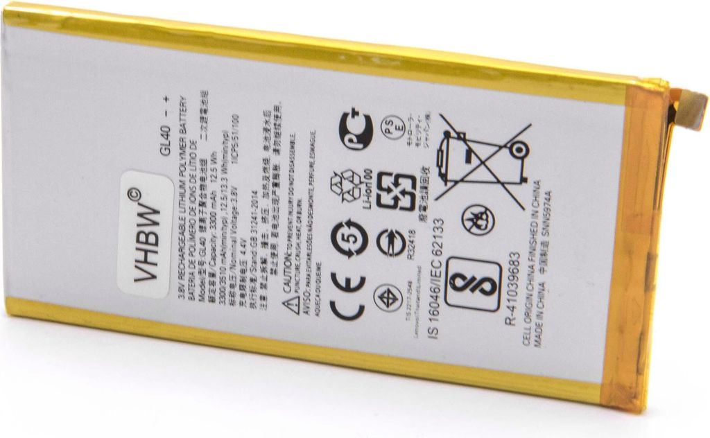 vhbw Akku Ersatz für Motorola SNN5974A, GL40 für Handy Smartphone Telefon (3300 mAh, 3,8 V, Li-Polymer)