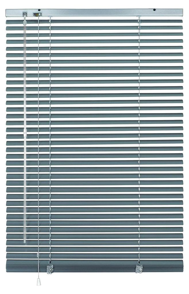 Aluminium-Jalousie zum Klemmen, Silber-Blau, 70 x 130 cm, Verstellbarer Sichtschutz mit 25 mm Lamellen ohne Bohren