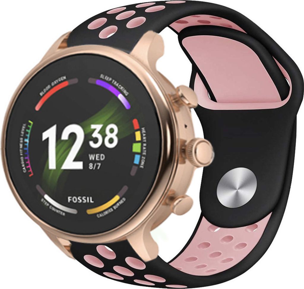 Strap-it Fossil Gen 6 (42mm) Sportarmband (Schwarz/Rosa)