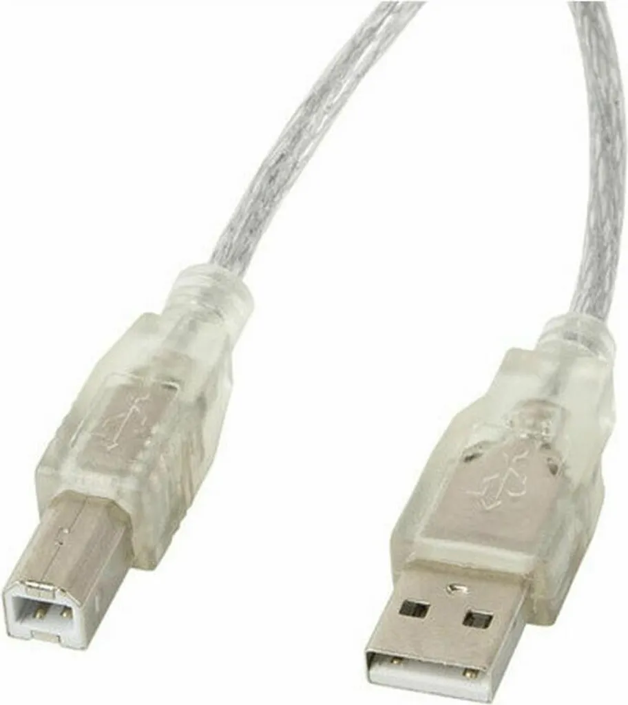 Lanberg CA-USBA-12CC-0018-TR Cavo USB 1,8 m 2.0 USB B Trasparente (CA-USBA-12CC-0018-TR)