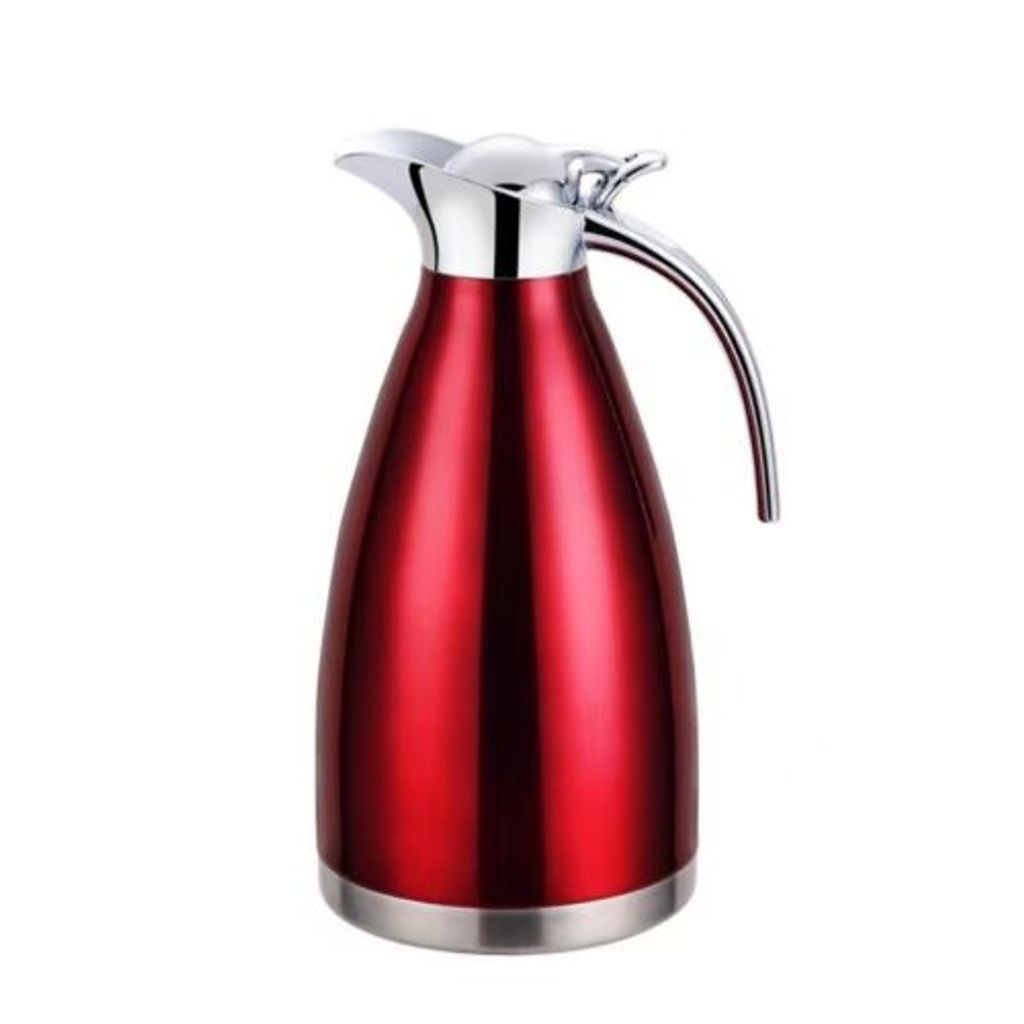 2er Set Thermoskanne 1L + 1,5L Isolierkanne Teekanne Thermosflasche  Kaffeekanne Rot