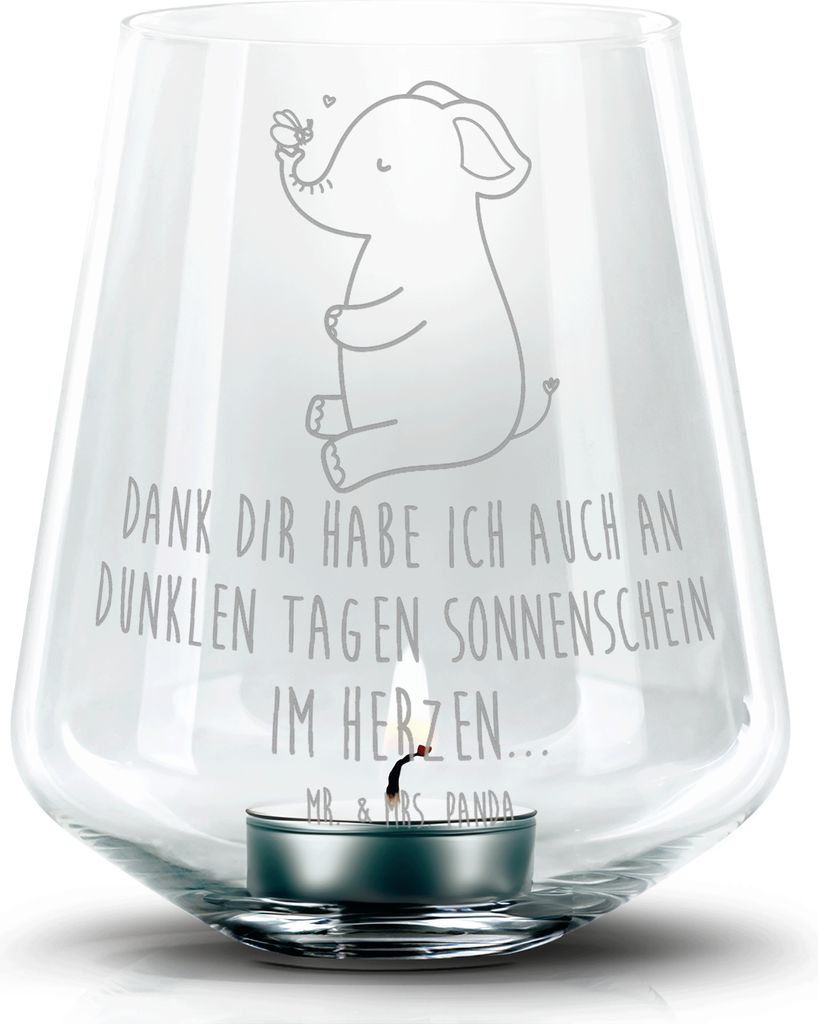 Mr. & Mrs. Panda Kerzenhalter Elefant Biene - Transparent - Geschenk, Windlicht Glas, Lustige Sprüche, Liebe, mit gravur, Hochzeitsgeschenk, Teeli...