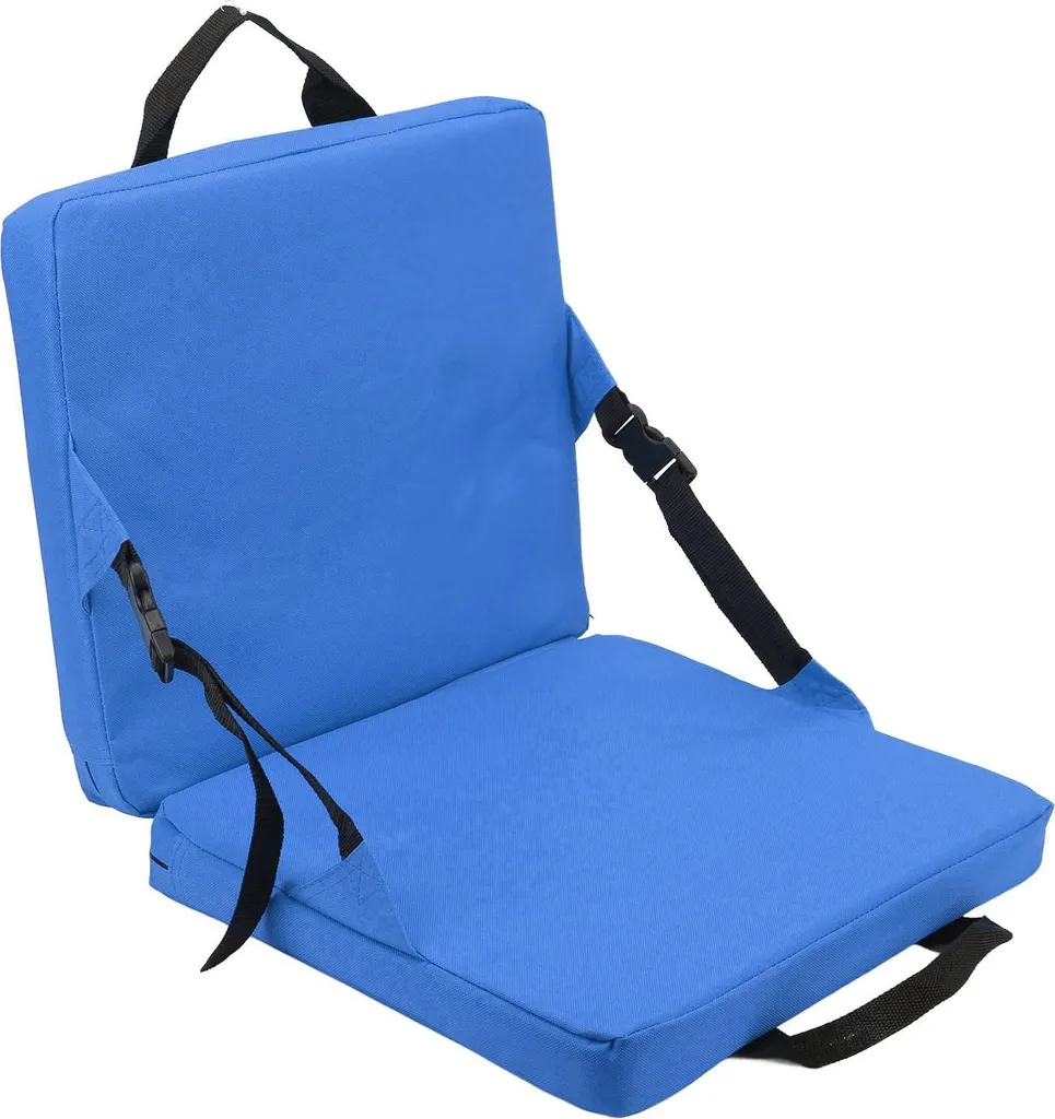 Chaise de plage bleue pliable avec coussin éponge et dossier flexible