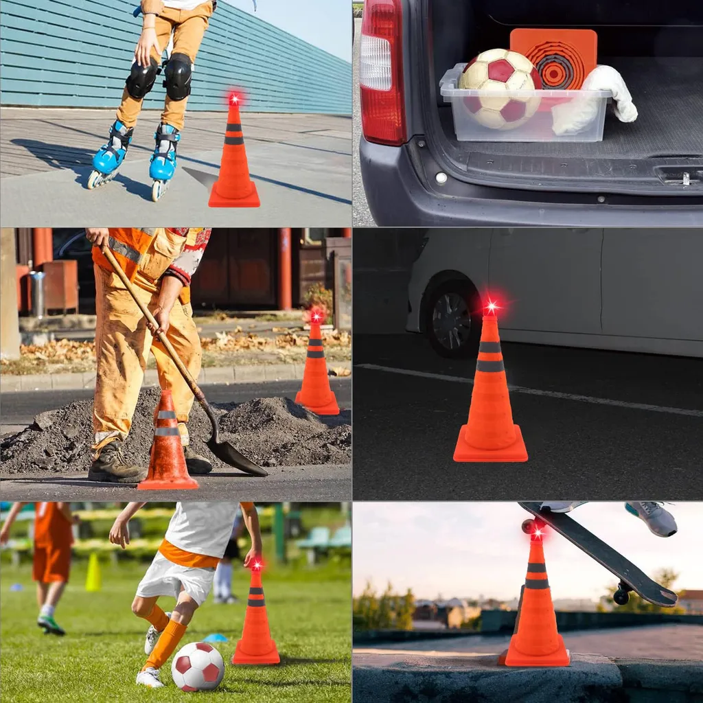 Cône de Signalisation Pliable : Solution Gain de Place avec Éclairage LED - 14