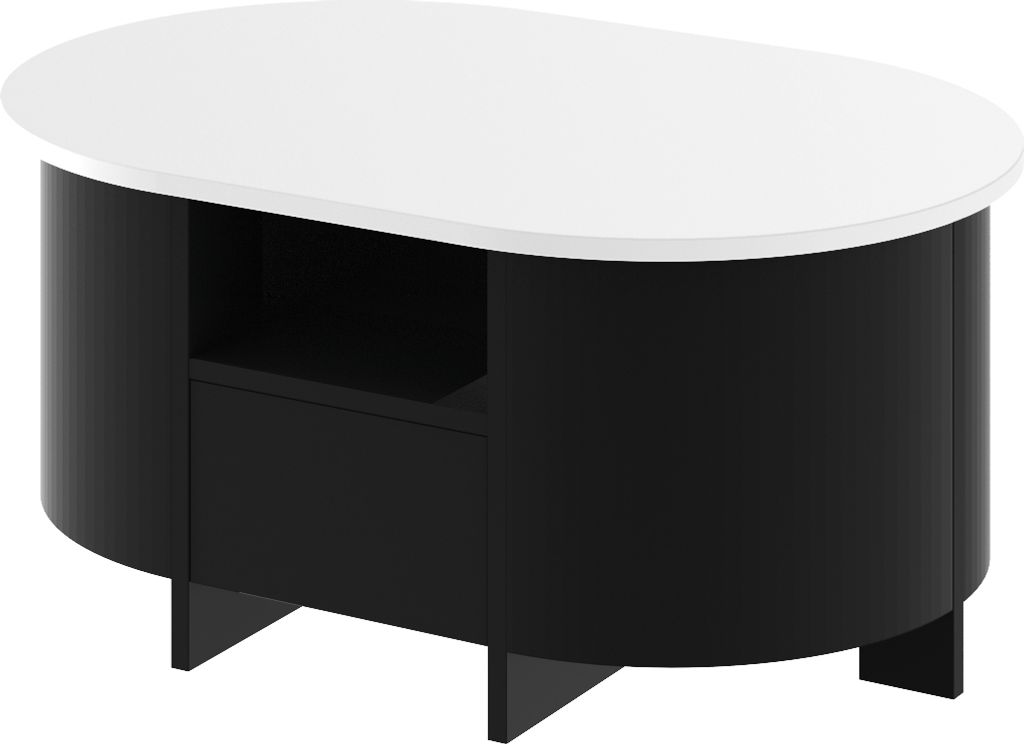 Design Couchtisch HCL-111 Oval Schublade Hochglanz Wohnzimmer Tisch