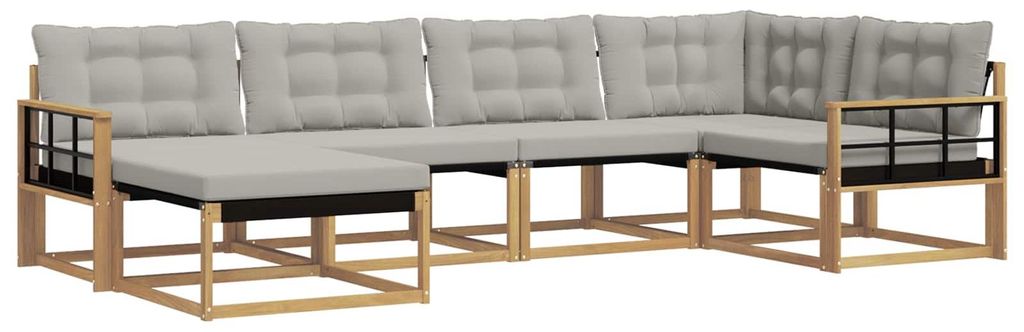 vidaXL Outdoor-Sofagarnitur 6 pcs Weiß und Hellgrau