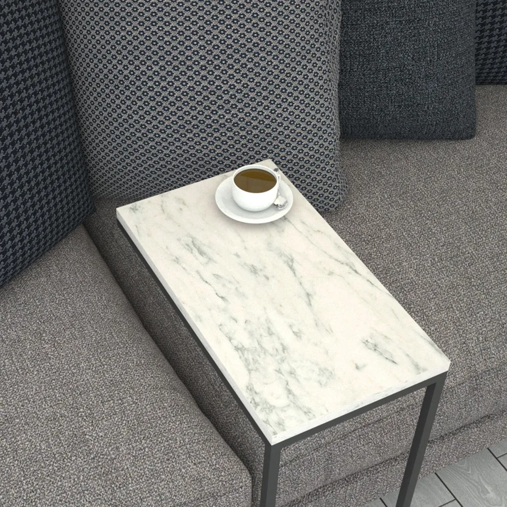 Table d'appoint stable et résistante - Effet marbre blanc sans taches