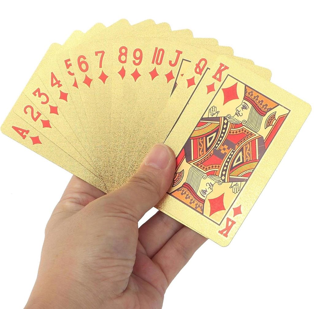 Goldene Spielkarten Pokerkarten Wasserdichte Plastikkarten 54 Karten Kartenspiel Casino Pokerdeck