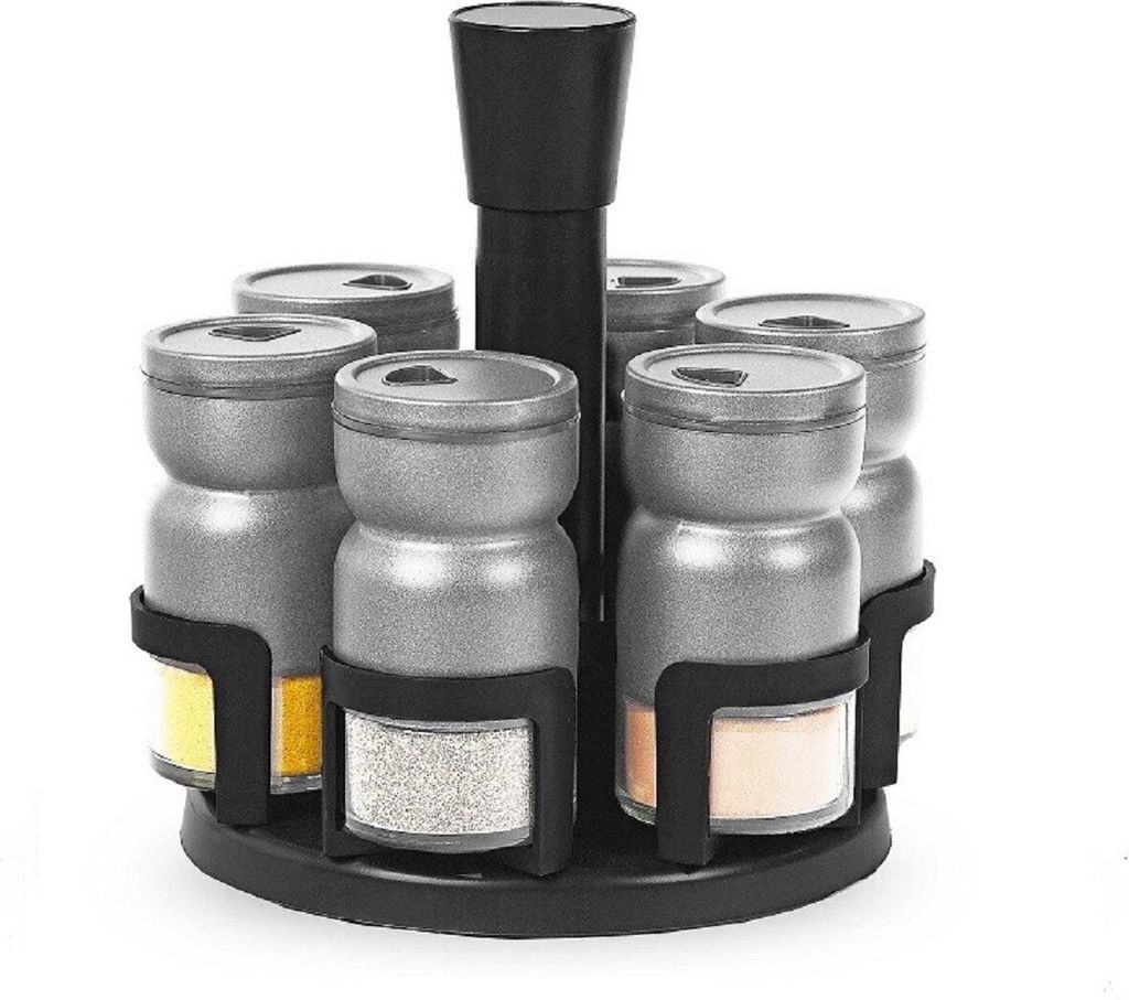 7-teiliges Gewürzständer-Set, Gewürzstreuer, Gewürzbehälter - Perfekt für jede Küche Grau