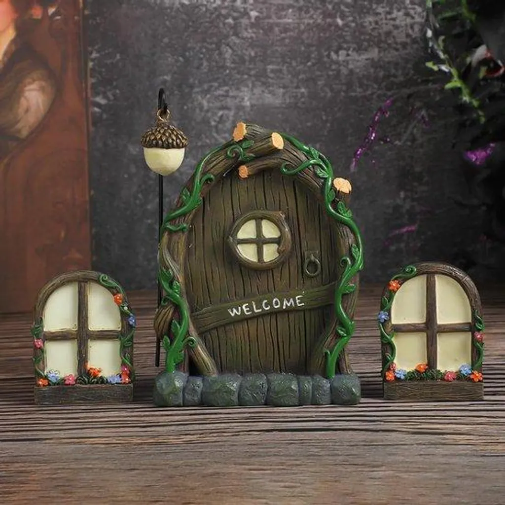 Décoration de jardin miniatures : Lot de 4 figurines en résine brillante