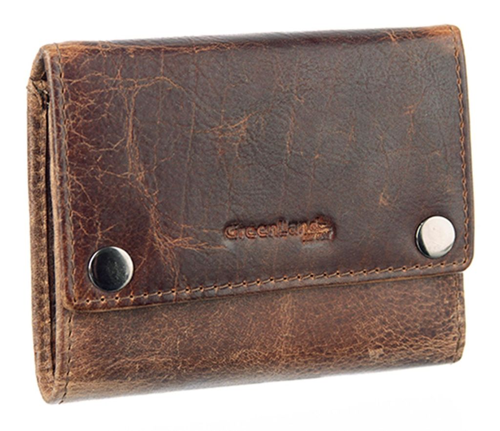 GreenLand Nature Leder Geldbörse Montana RFID Wallet With Chain Brown braun