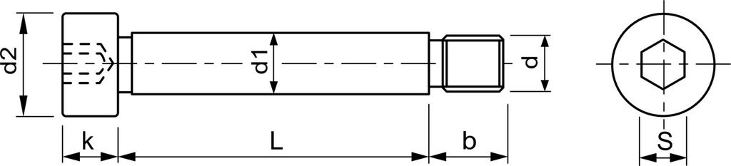 Passschraube M6 8x35 Schulterpassschraube mit ISK und f9 Passung nach ISO7379, Stahl blank - 100 Stück