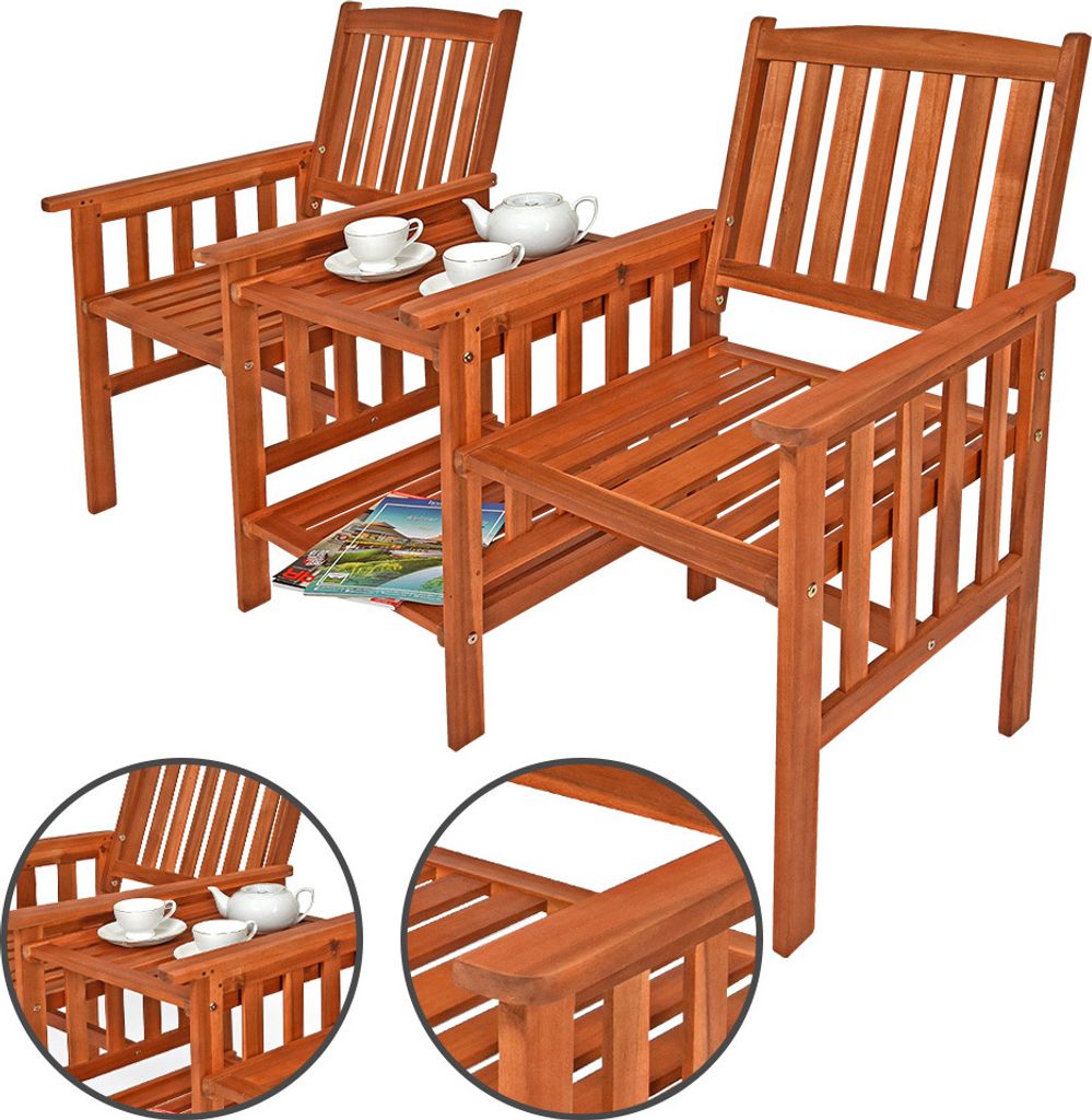 Casaria Gartenbank mit Tisch Wetterfest, 2 Ablagen aus Produktbild 5