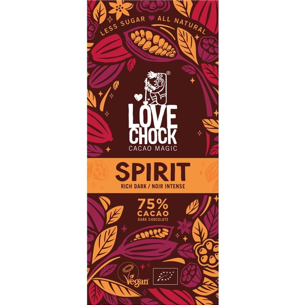 Lovechock Tafelschokolade Spirit, Zartbitter 75%, vegan, 70g (2)