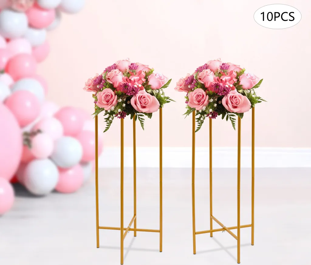 Support de fleurs en or pour décoration de table mariage chic et moderne
