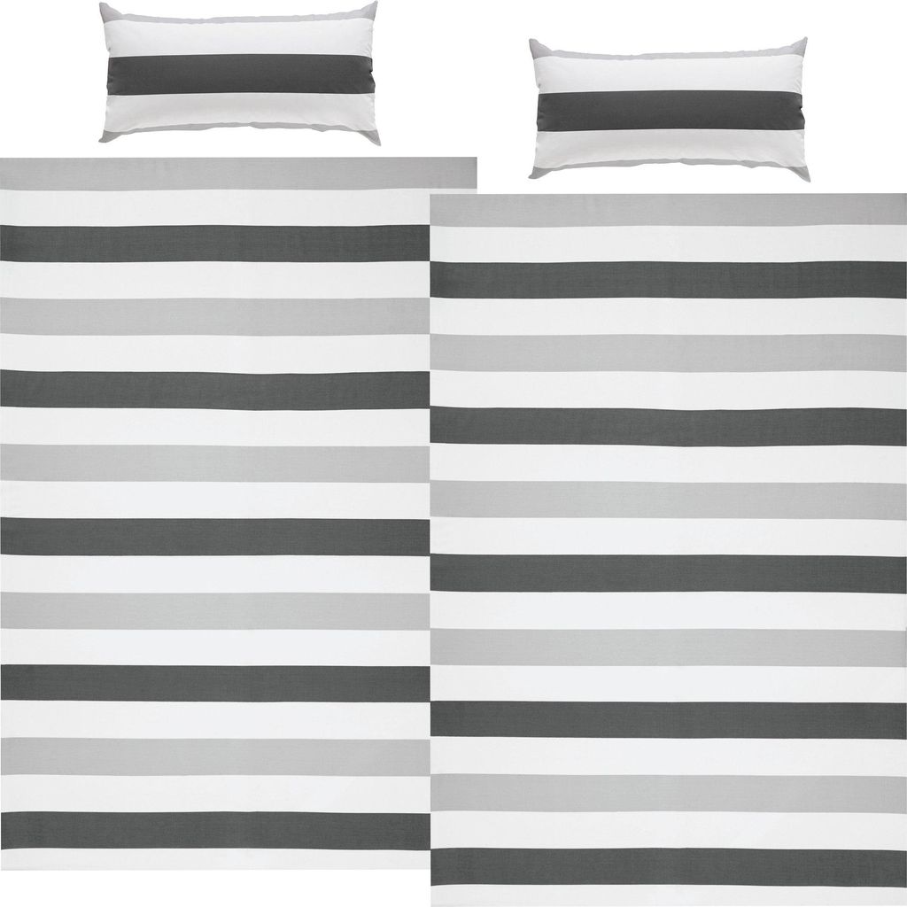 REDBEST Bettwäsche Sparpaket 4-teilig grau-silber-weiß 2x 135x200 cm + 2x 40x80 cm