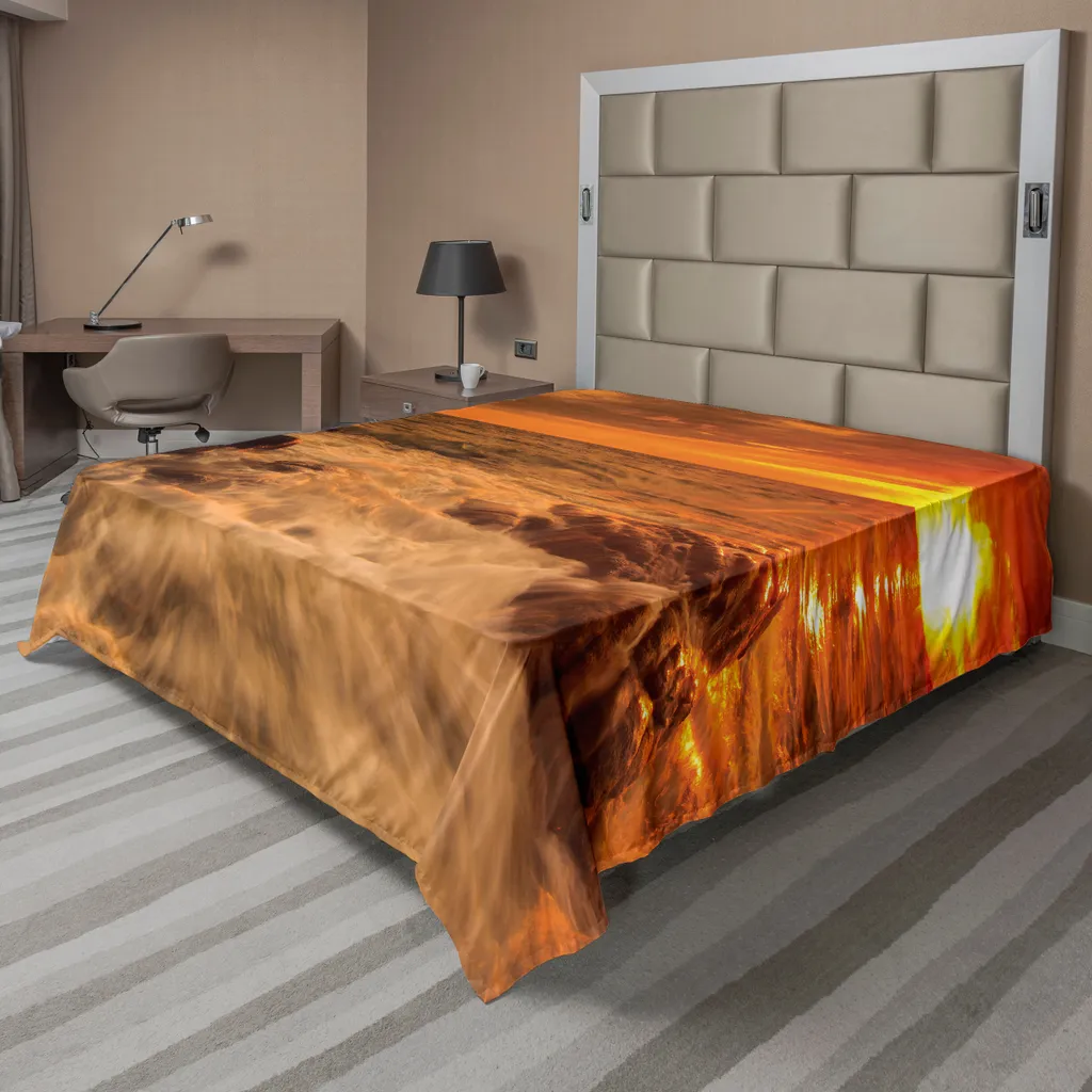 Drap de lit doux en microfibre Océan et Ciel Mandarine 266 x 260 cm
