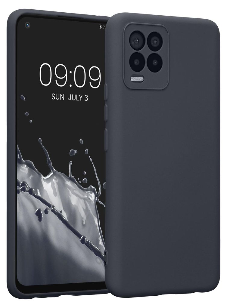 kwmobile Slim Case kompatibel mit Realme 8 / 8 Pro Hülle - Handyhülle aus Silikon in Schwarz matt