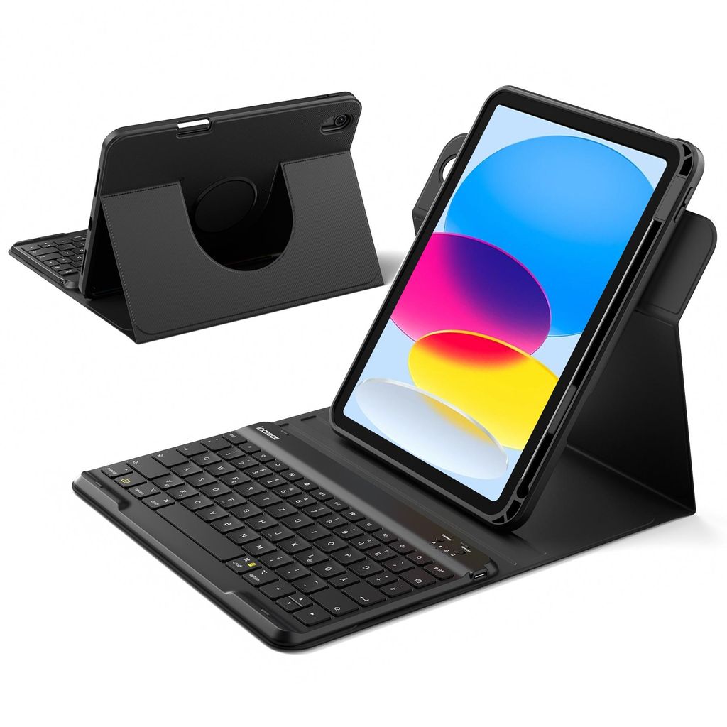 Inateck KB004 black 360° Bluetooth-Tastatur-Hülle für iPad