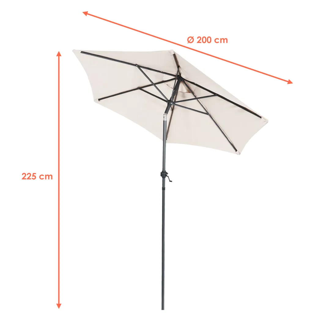 Parasol à manivelle articulé écru ajustable 200 cm spécial petit balcon