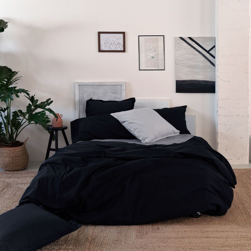 Basic Bettbezug Schwarz 135 x 200 cm 100% Baumwolle Hergestellt in Europa