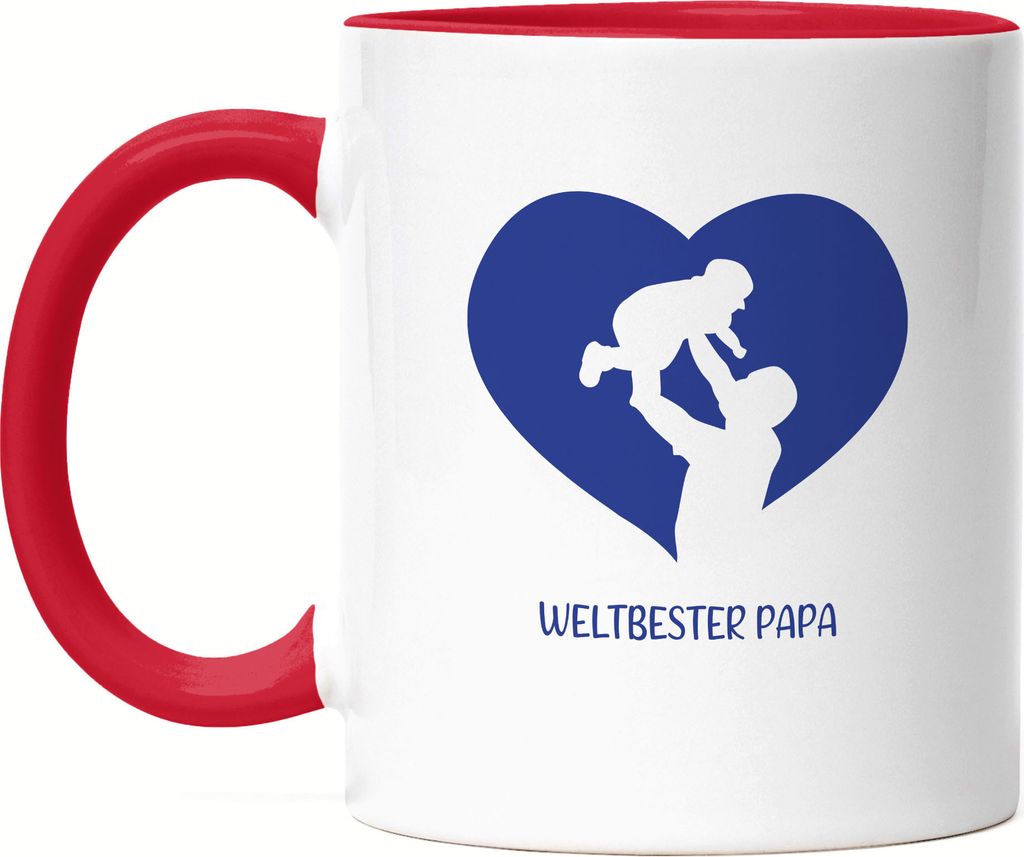 Weltbester Papa Tasse Rot Spruch Herz Vatertag Geschenkidee Bester Papa Dad