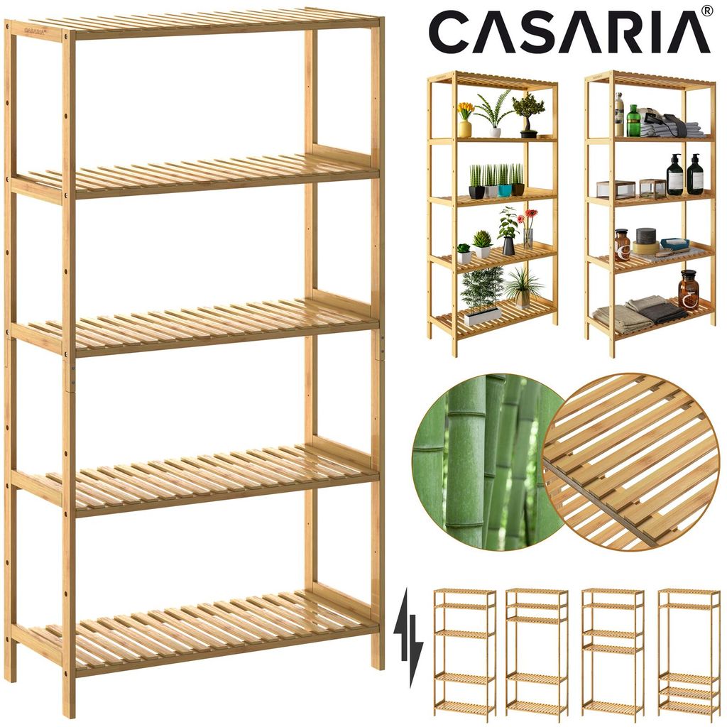 CASARIA® Badregal Standregal Bambus 5 Böden 60x26x130cm Produktbild 