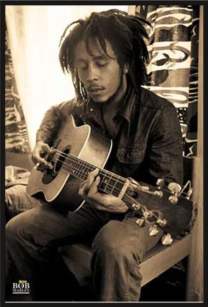 Poster Bob Marley avec Cadre Amovible Noir et Vitre Acrylique Shinsuke