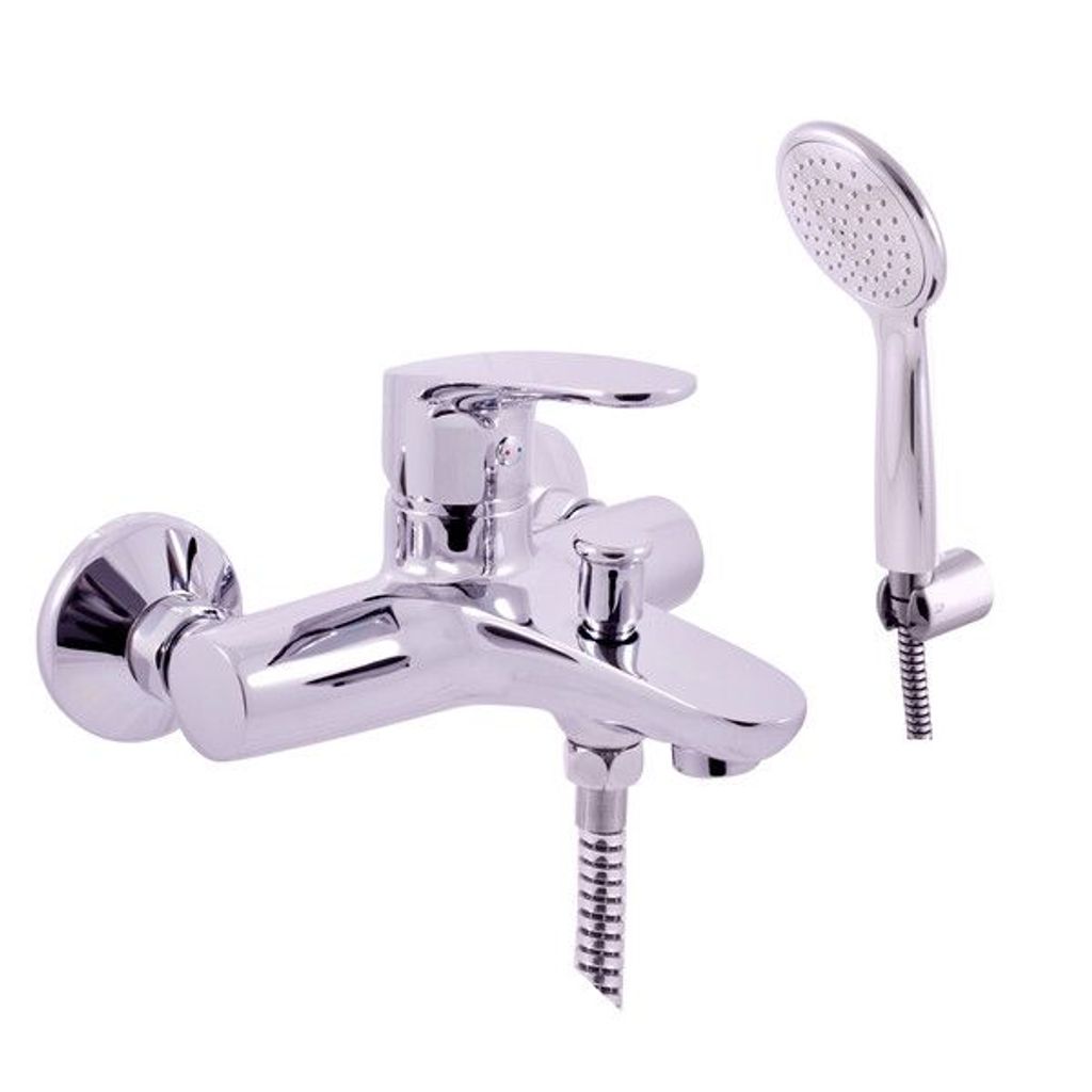 Wand-Wannenmischer mit Umsteller mit oder ohne Handbrause AMUR in Chrom RAV SLEZAK Ihre Wahl: Mit Handbrause mit festem Halter,