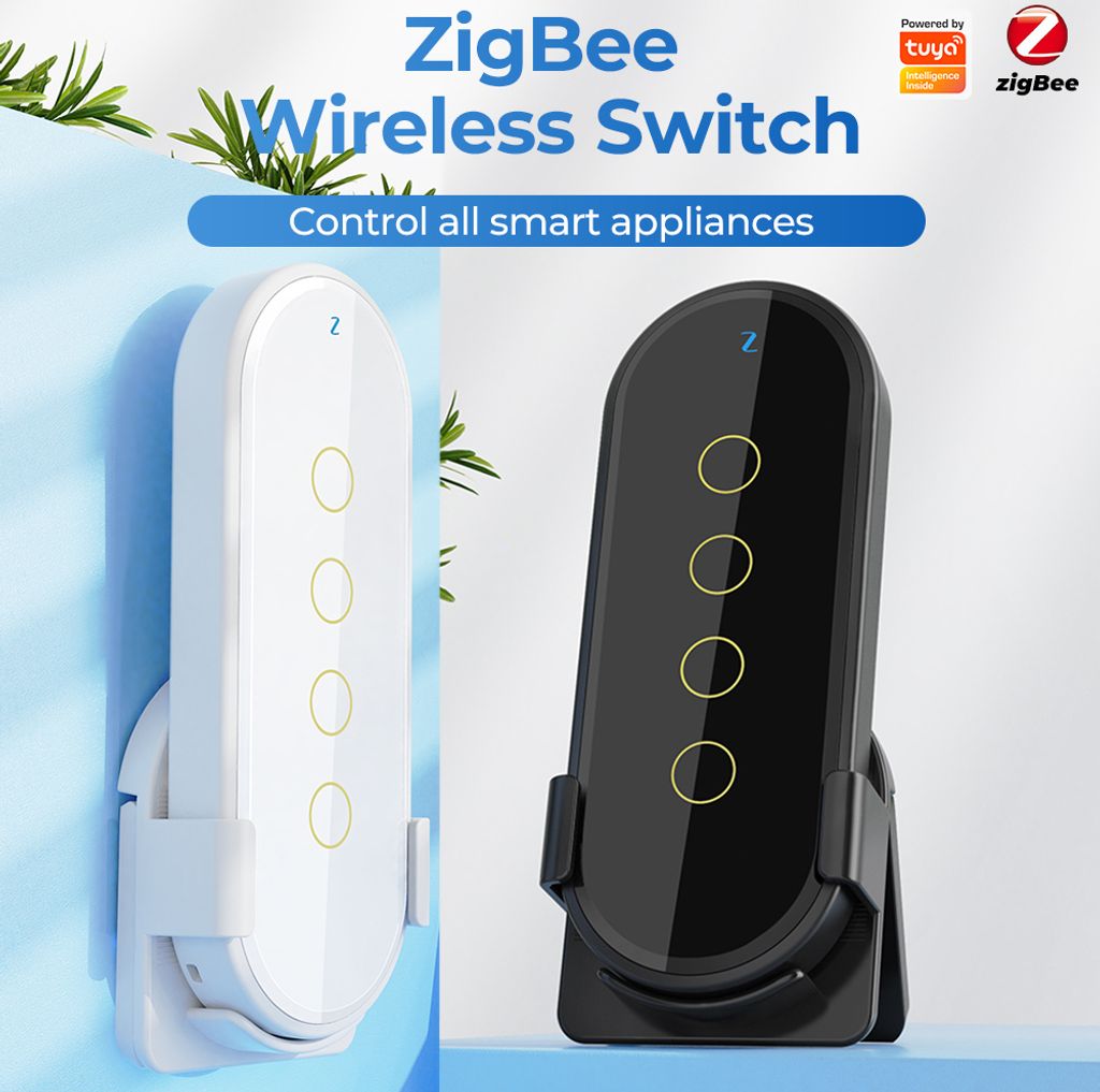 Tuya Wifi Zigbee Intelligent Wireless Scene Touching Switch Home Light Remote Controller 2.5D Curved Tempered Glass mit Fluoreszenz-Funktion Sollte...