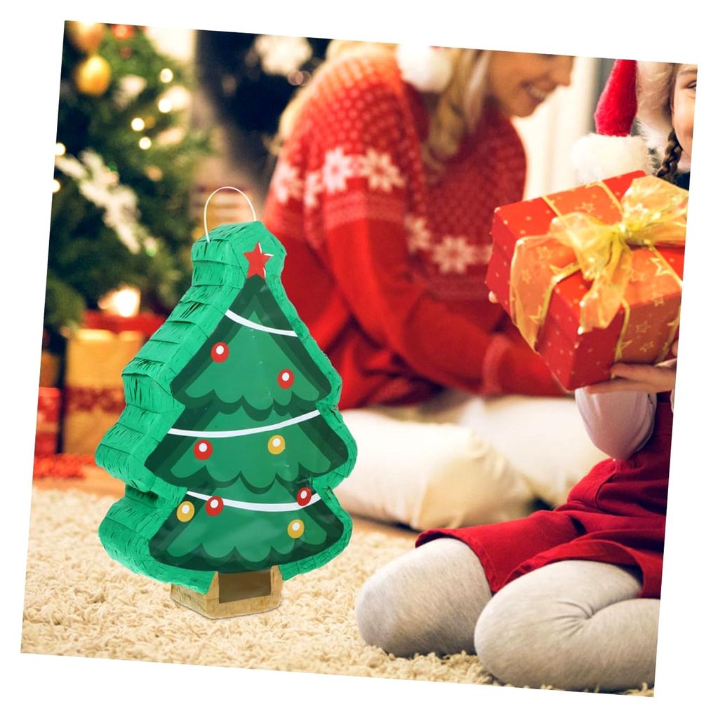 Papier-Piñata im Design eines Weihnachtsbaums - Weihnachtsdekoration für Feiern und Partyzubehör mit Überraschungen für Jung und Alt