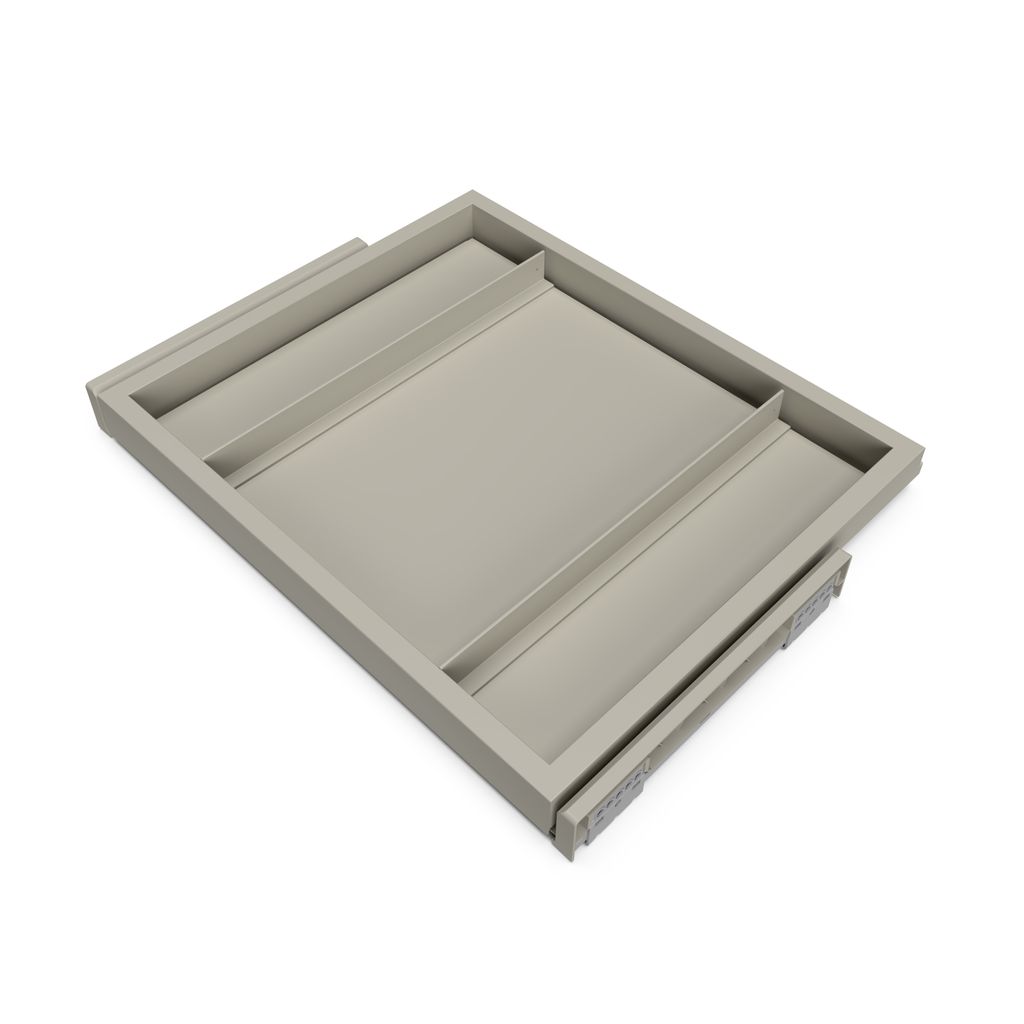 Emuca Set aus Tray- und Gleitrahmen set mit sanfter Schließung für Schränke, verstellbar, Modul 600mm, Steingrau