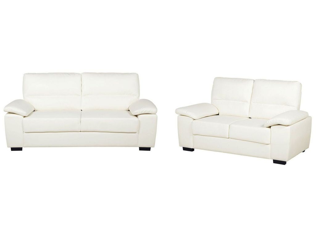 BELIANI 5-Sitzer Sofa Set Cremeweiß Kunstleder Breite Produktbild 