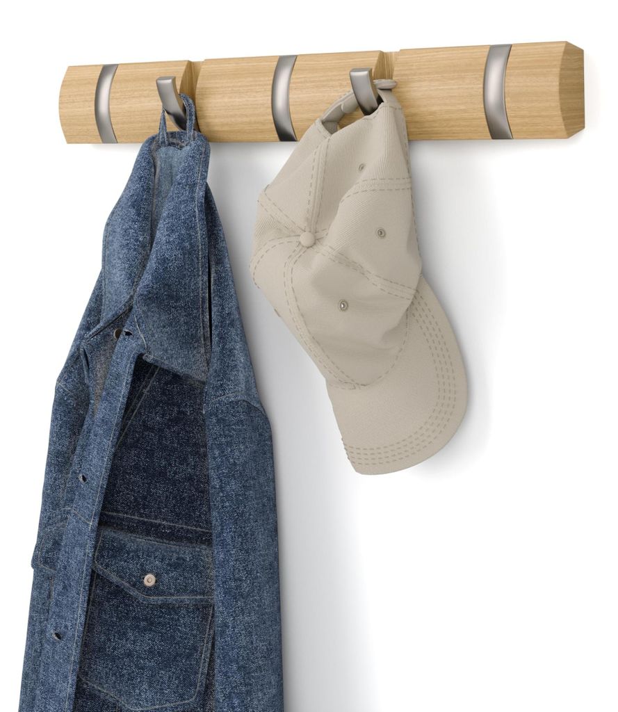 Flip 5 Kleiderhaken – Moderne, schlichte und platzsparende Garderobe mit 5 beweglichen Haken für Jacken, Mäntel, Schals, Handtaschen und mehr, ...