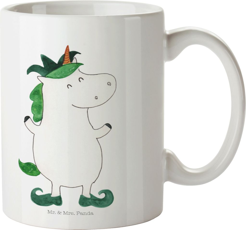 Mr. & Mrs. Panda Plastikbecher Einhorn Joker - Weiß - Geschenk, Trinklernbecher, Kindertasse, Pott, Gaukler, Unicorn, Haferl, Mittelalter, Einhör...