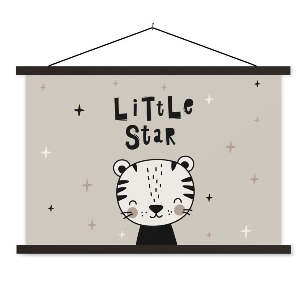 MuchoWow Textilposter Kleiner Stern - Kinder - Zitate - Sprichwörter - Baby - Kind 60x40 cm mit schwarzem Rahmen - Hölzernes