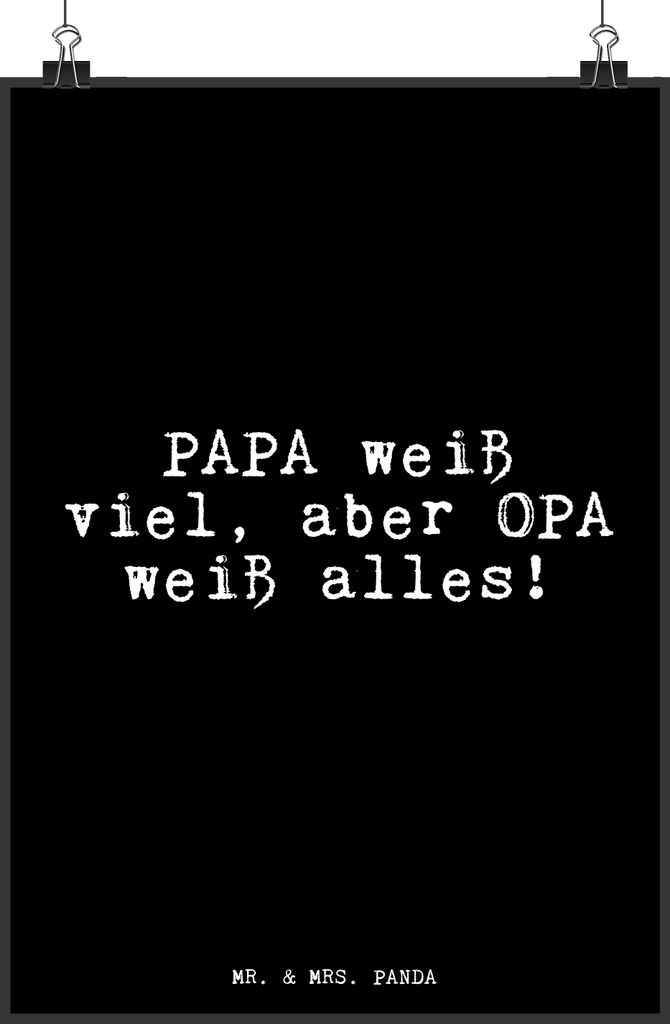 Mr. & Mrs. Panda Bild PAPA weiß viel, aber... DIN A4 - Schwarz - Geschenk, Wandbild, Deko Poster, Vater, Opa, Geschenke für Männer, Sprüche, wa...