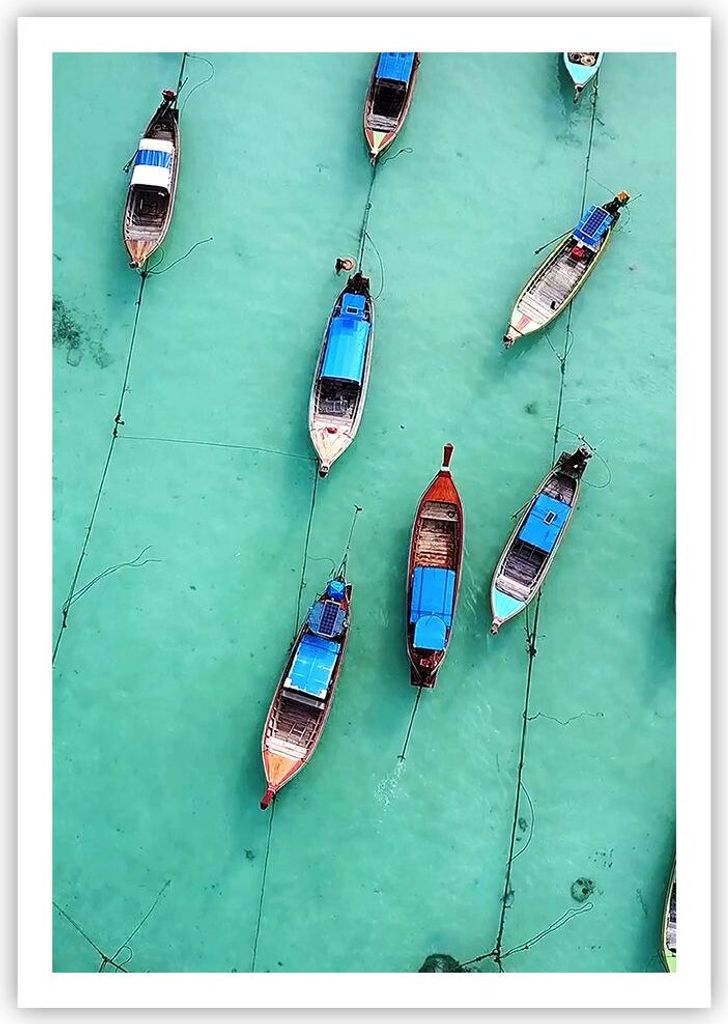 Poster - Poster ohne Rahmen - Boote mit Luft - 70x100 cm - Wand Bild - Wanddeko - Wandbilder - Kunstposter - Wandposter - Bilder - Kunstdruck - Wan...