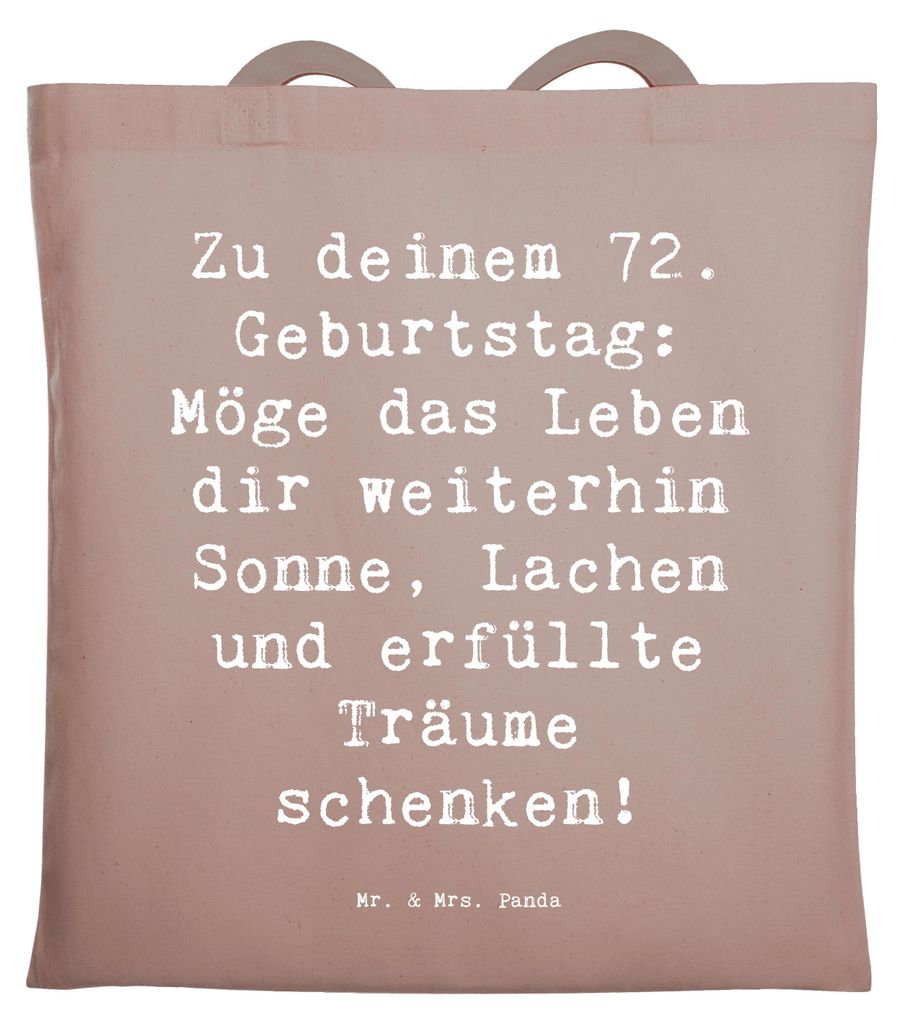 Mr. & Mrs. Panda Jutebeutel Spruch 72. Geburtstag - Braun Pastell - Geschenk, Alter, Lebensfreude, Jubilar, Schultasche, liebe Grüße, Happy Birth...