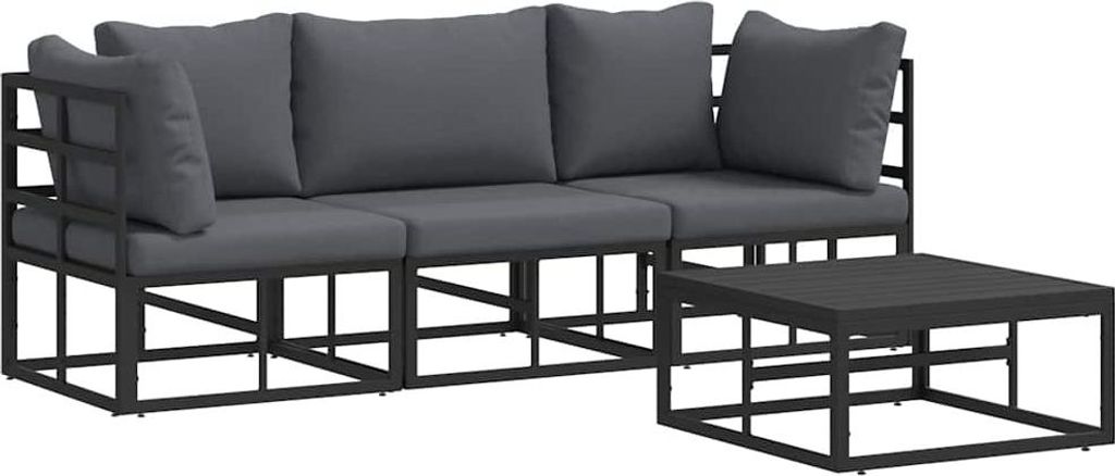 vidaXL Gartensofa-set 4 pcs Schwarz Metall