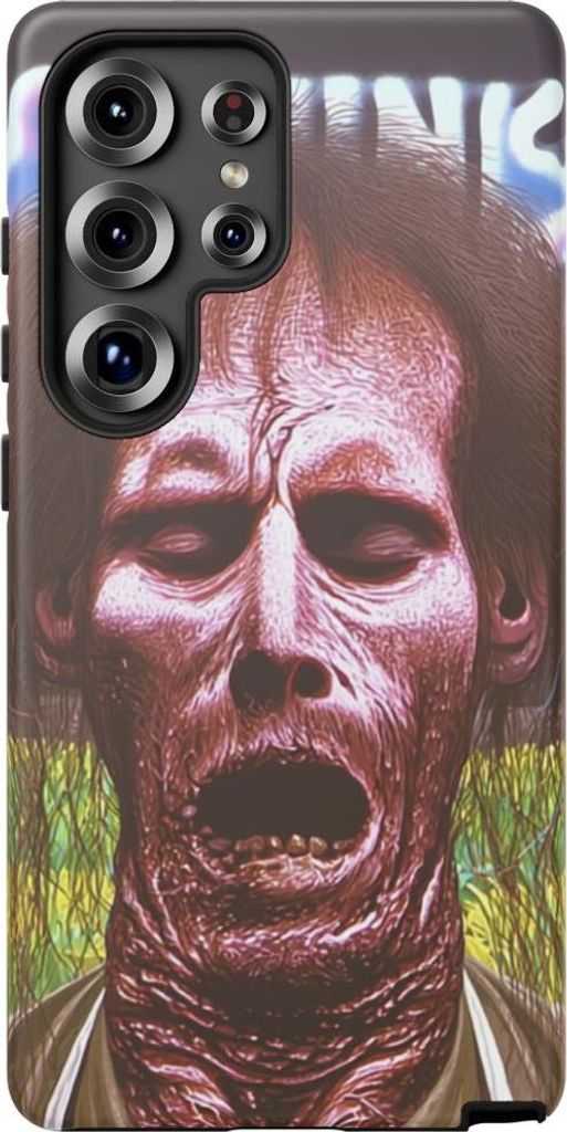 Surreales Zombiegesicht vor feurigem Himmel – Hülle Kompatibel mit Samsung Galaxy S25 Ultra