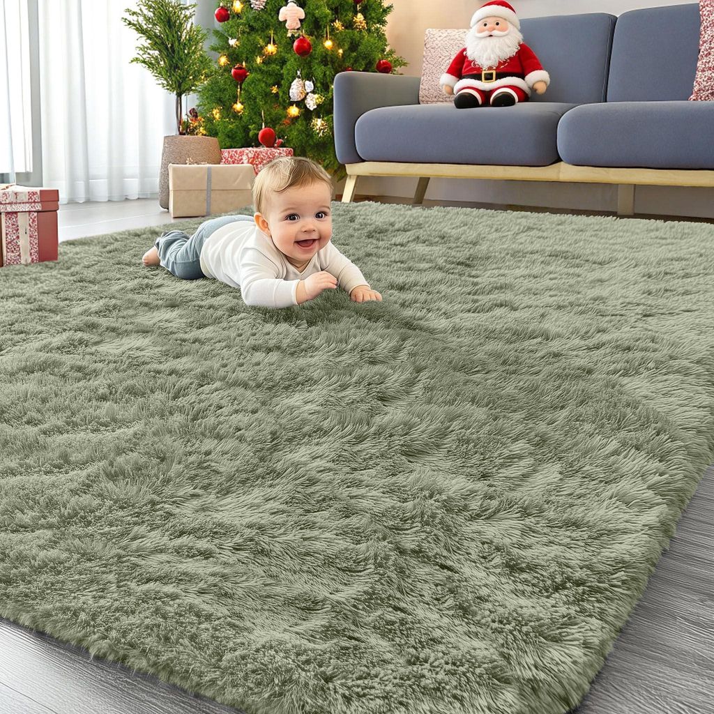 Elzusha: Alfombra esponjosa y con flecos, ideal para el Imagen del producto 